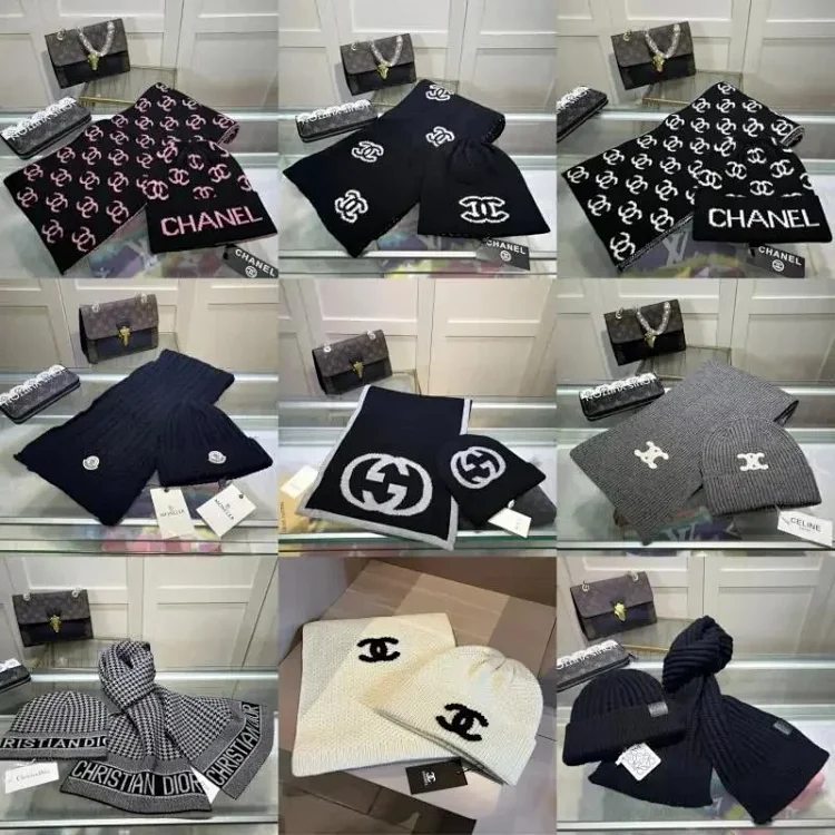 GUCCI Moncler Chanel Louis Vuitton Beanie Scarf