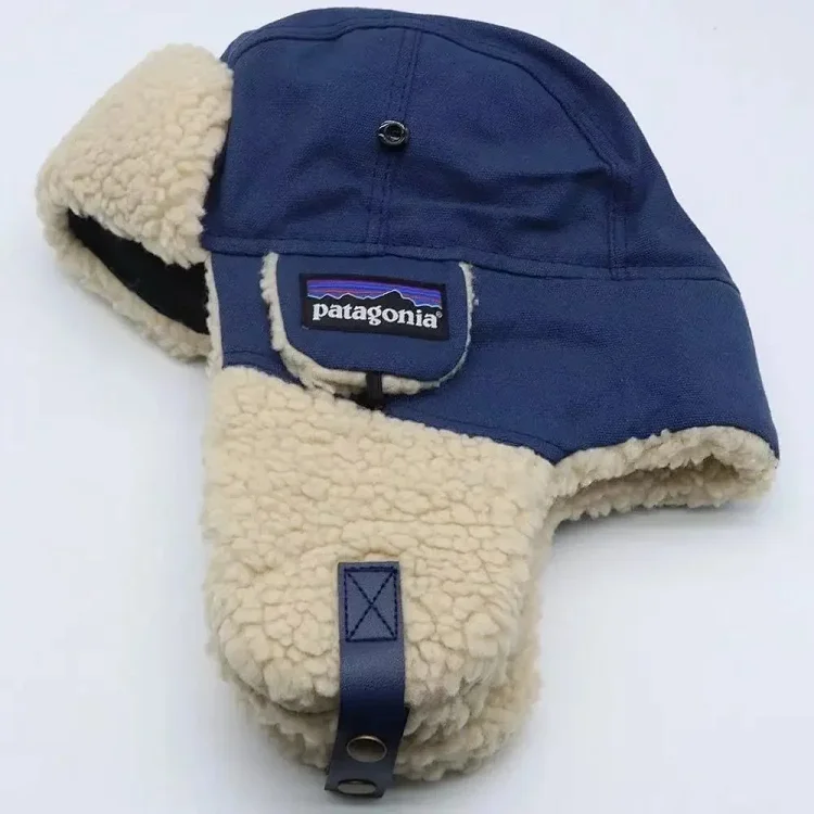 Patagonia Shearling Trapper Hat - Navy Blue Winter