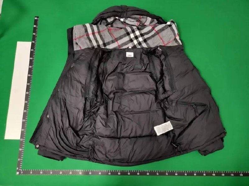 Burberry Black Down Jacket with Check Lining